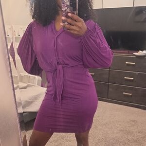 Calvin Klein Vibrant Purple Long Sleeve Dress